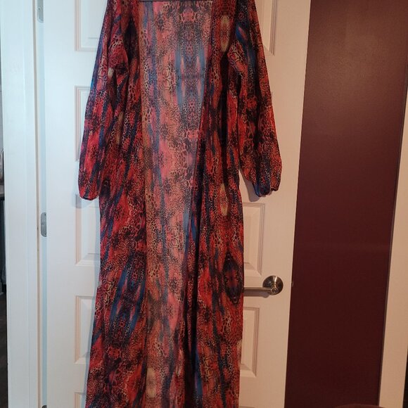 Large Multi-colored Leopard Swimsuit Floor Length Cover-up - Picture 2 of 4